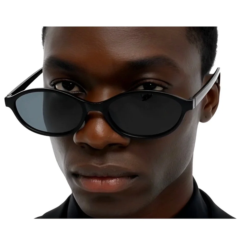Black Oval Sunglasses Men's Narrow Frame Fashion Eyewear Retro Style Hip Hop New